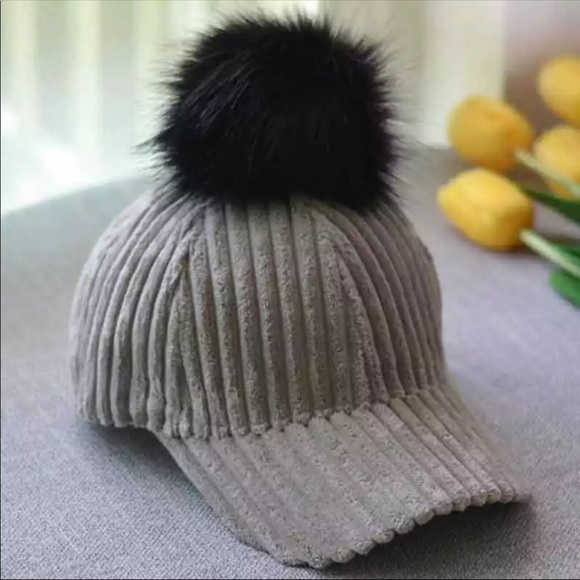 Accessories - Velvet Cap with Pom Pom